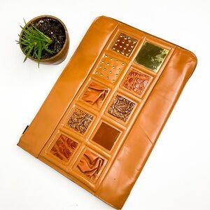WILMA SPAGLI Italy Leather Clutch Tan Patchwork Laptop Sleeve
